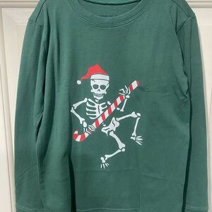 Life Is Good Green Holiday Skeleton Kids Tee